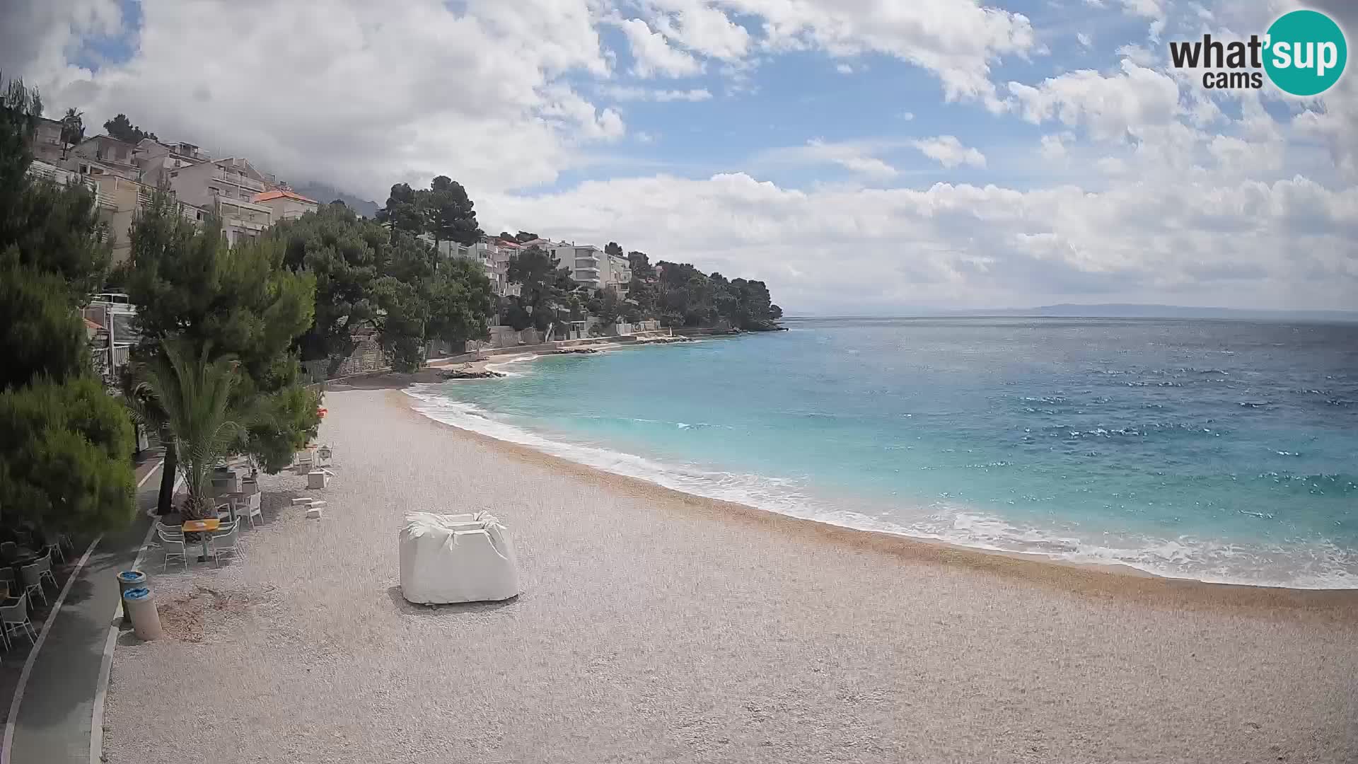 Webcam Lučica Strand Beach Brela – Liveblick von der Adriaküste