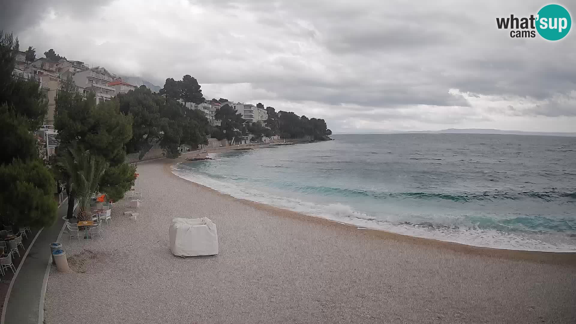 Web kamera Plaža Lučica Brela – Pogled uživo na jadransku obalu