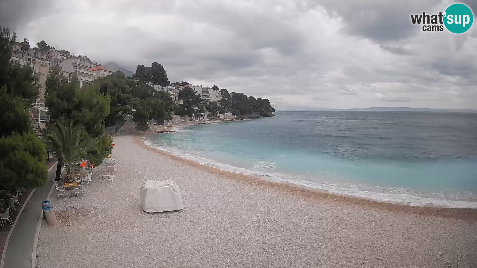 Spletna kamera Plaža Lučica Brela – Pogled v živo na Jadransko obalo