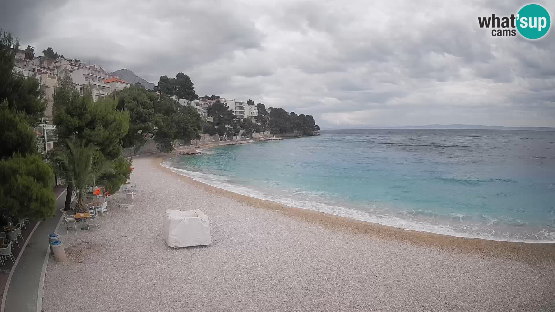 Spletna kamera Plaža Lučica Brela – Pogled v živo na Jadransko obalo