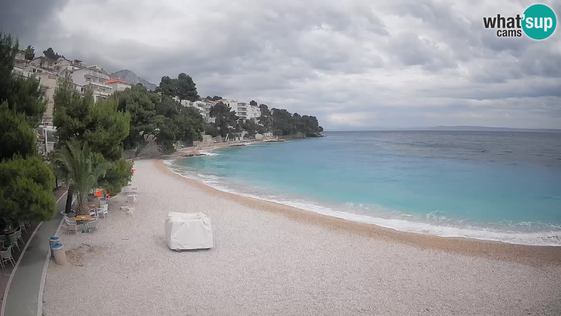 Web kamera Plaža Lučica Brela – Pogled uživo na jadransku obalu