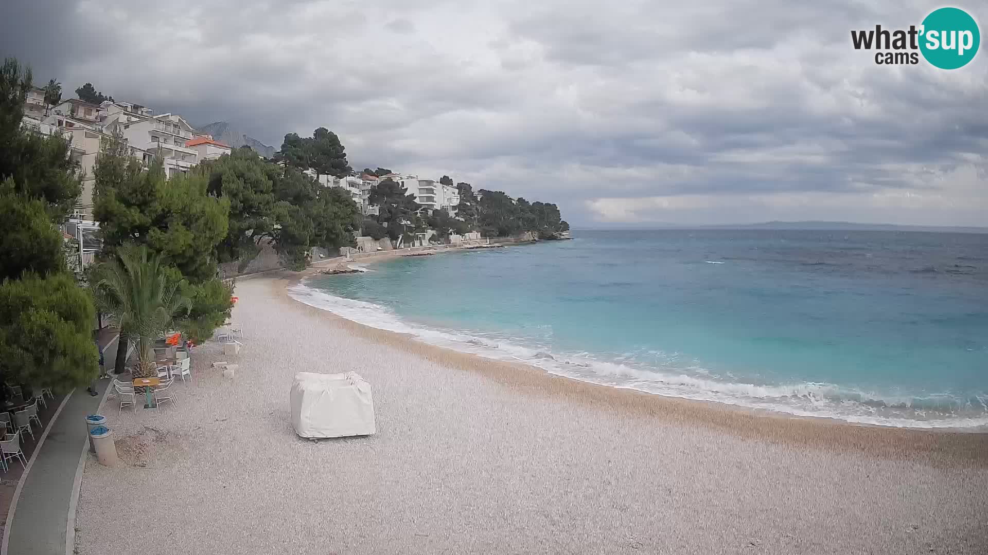 Spletna kamera Plaža Lučica Brela – Pogled v živo na Jadransko obalo