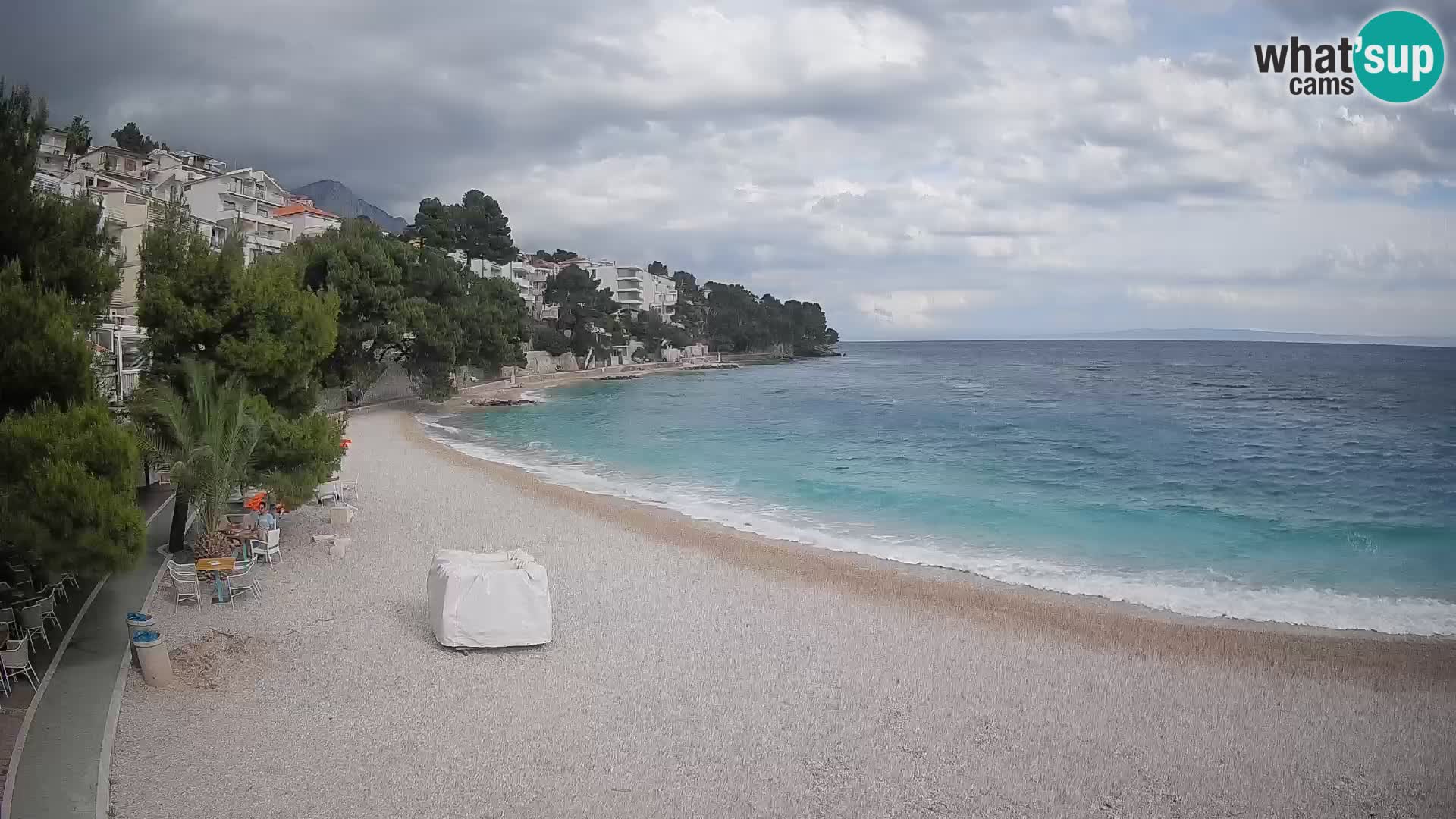 Webcam Lučica Strand Beach Brela – Liveblick von der Adriaküste