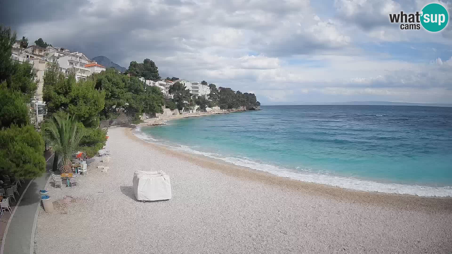 Web kamera Plaža Lučica Brela – Pogled uživo na jadransku obalu