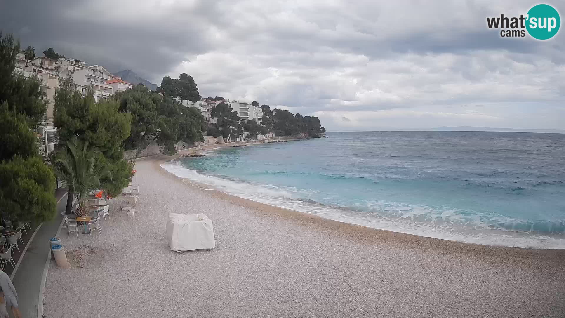 Spletna kamera Plaža Lučica Brela – Pogled v živo na Jadransko obalo