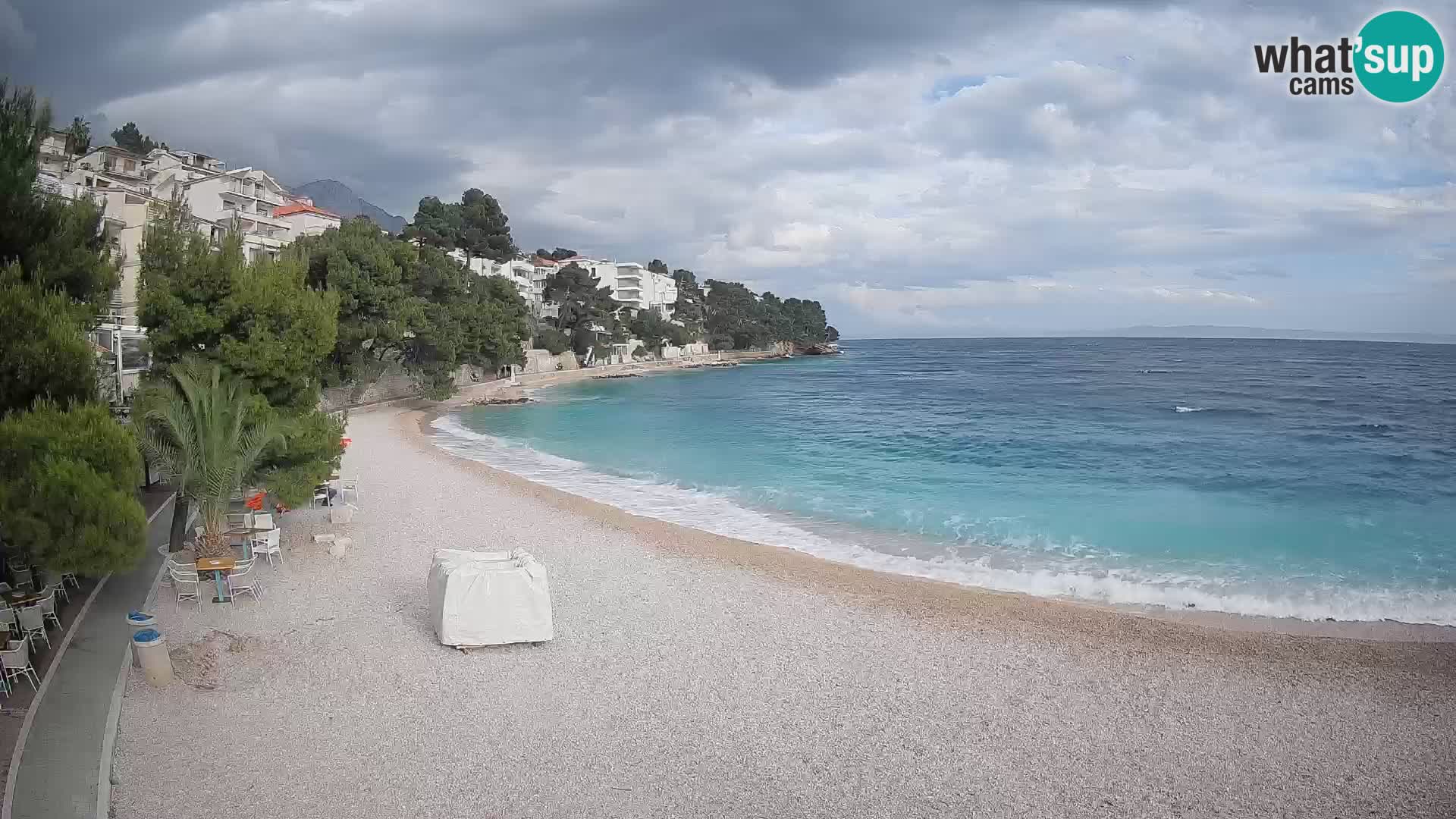 Spletna kamera Plaža Lučica Brela – Pogled v živo na Jadransko obalo