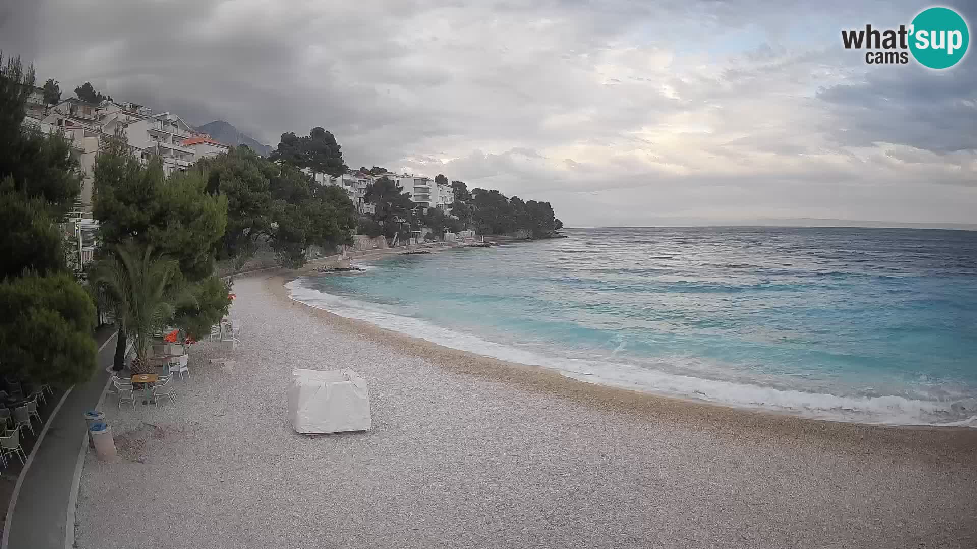 Webcam Lučica Strand Beach Brela – Liveblick von der Adriaküste