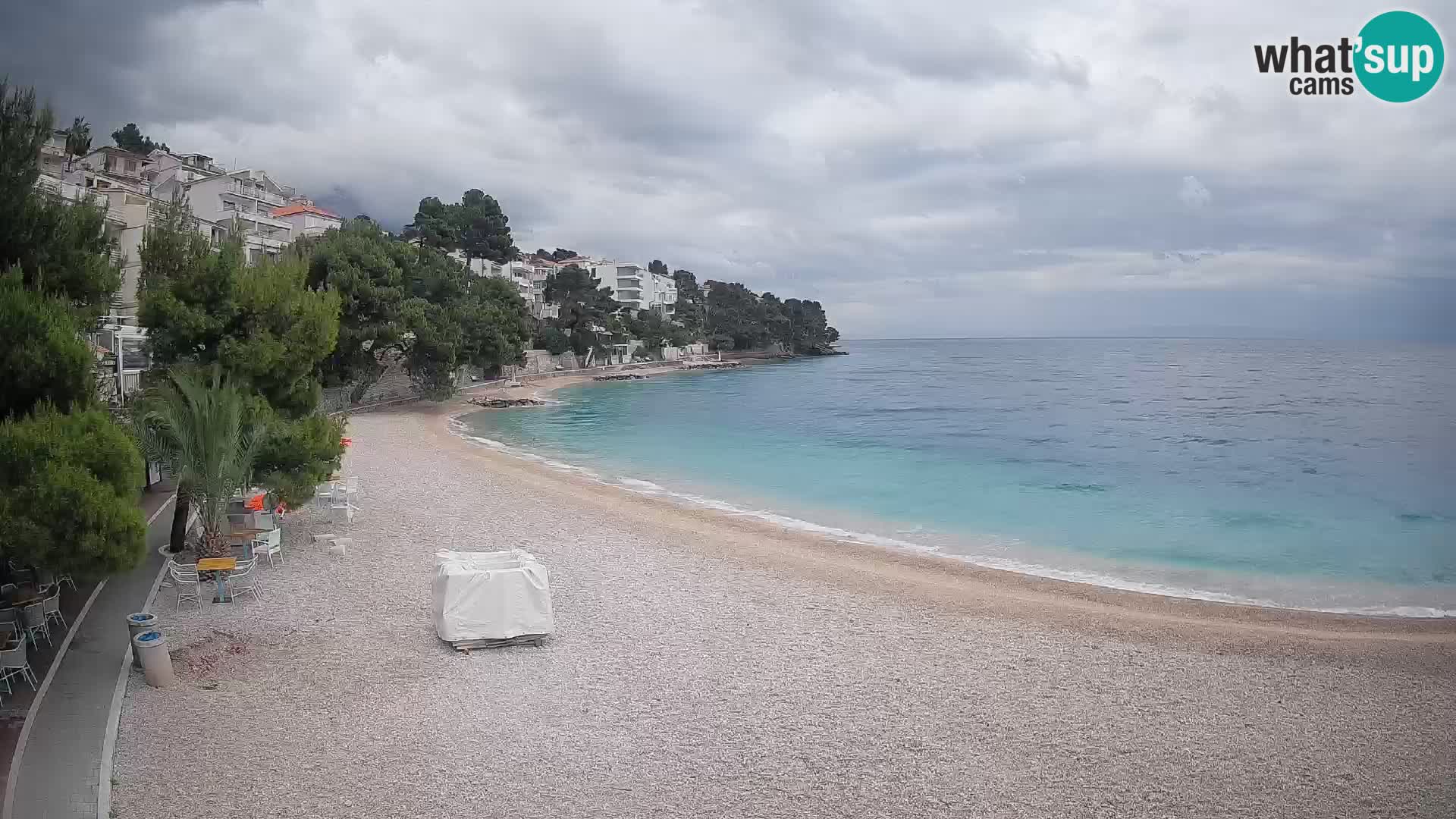 Web kamera Plaža Lučica Brela – Pogled uživo na jadransku obalu