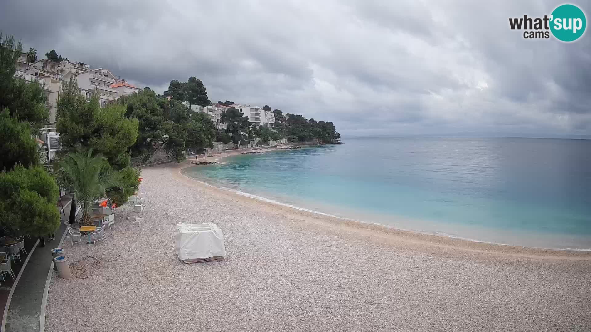 Web kamera Plaža Lučica Brela – Pogled uživo na jadransku obalu