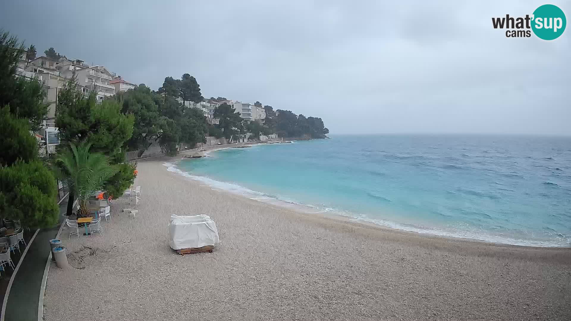 Spletna kamera Plaža Lučica Brela – Pogled v živo na Jadransko obalo