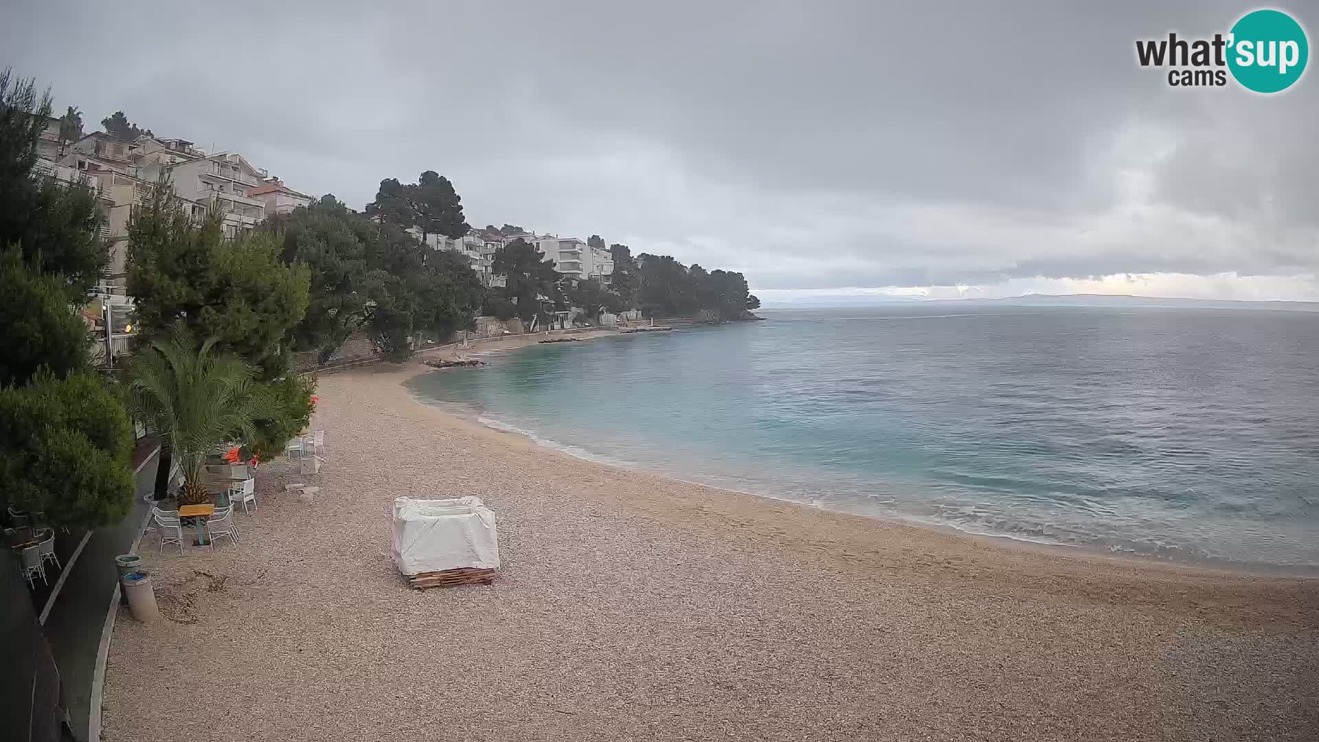 Web kamera Plaža Lučica Brela – Pogled uživo na jadransku obalu
