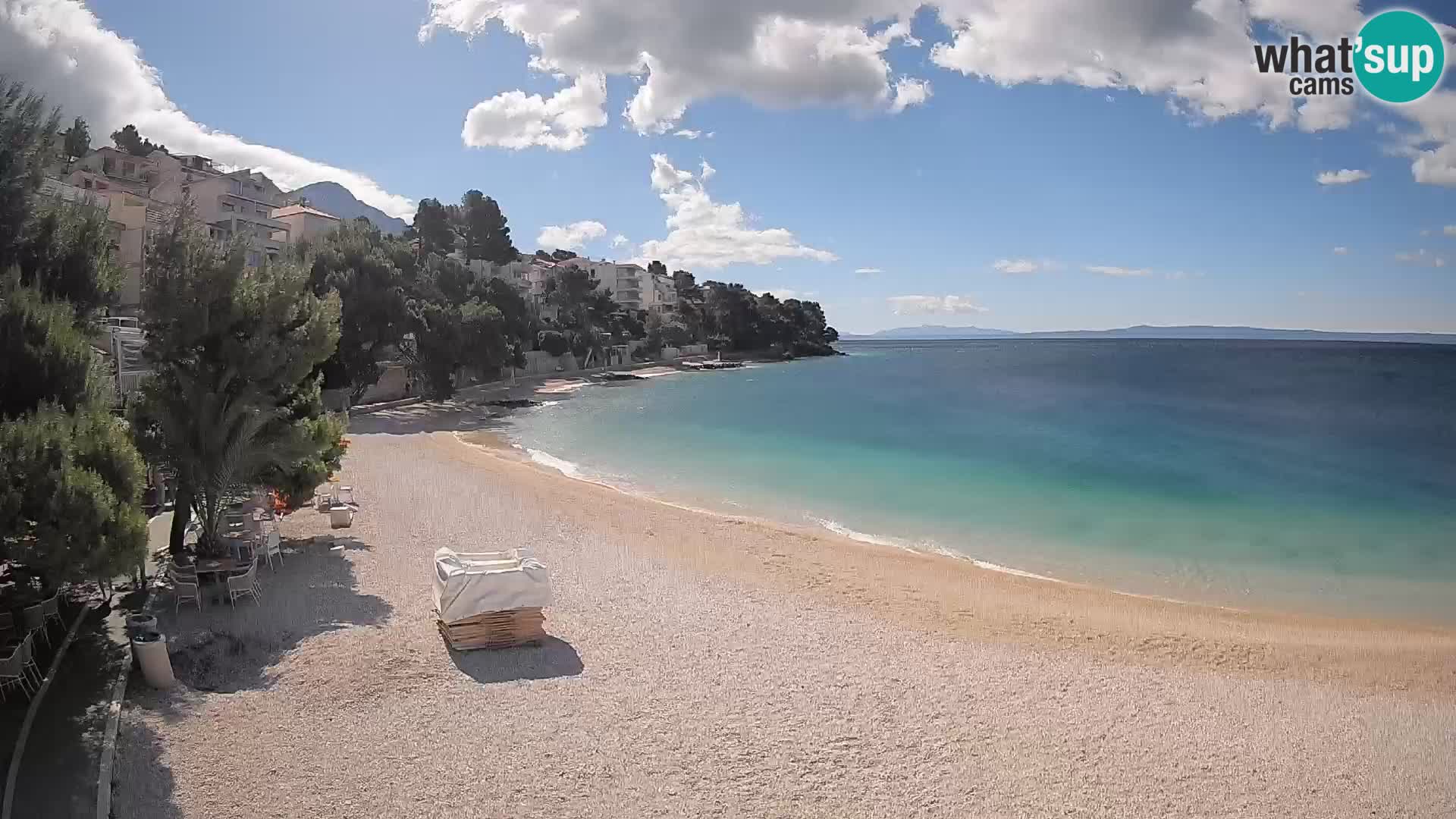 Web kamera Plaža Lučica Brela – Pogled uživo na jadransku obalu