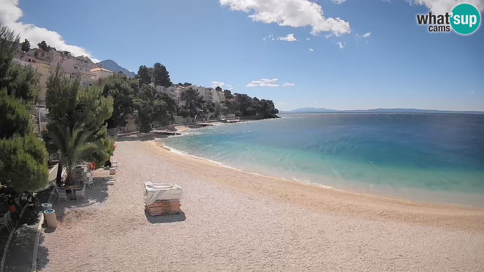 Webcam Lučica Strand Beach Brela – Liveblick von der Adriaküste