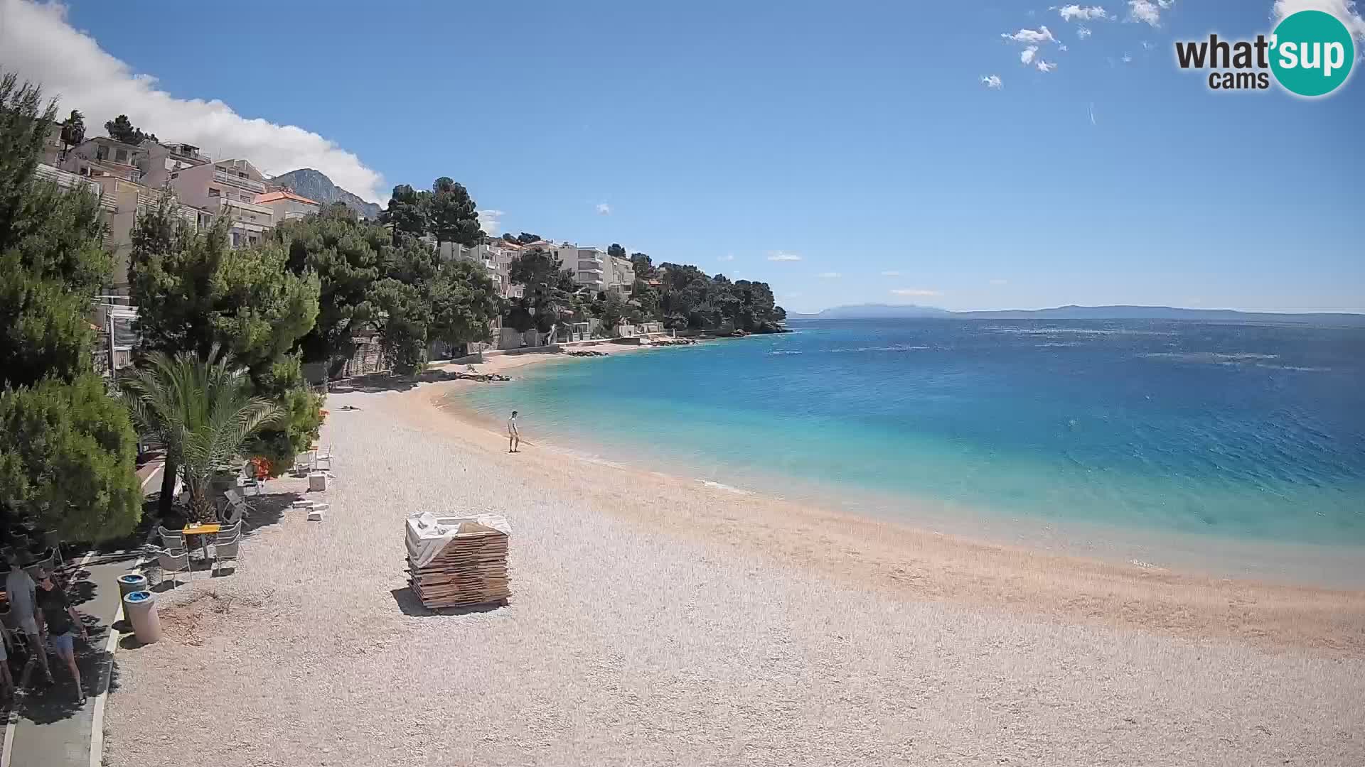 Web kamera Plaža Lučica Brela – Pogled uživo na jadransku obalu