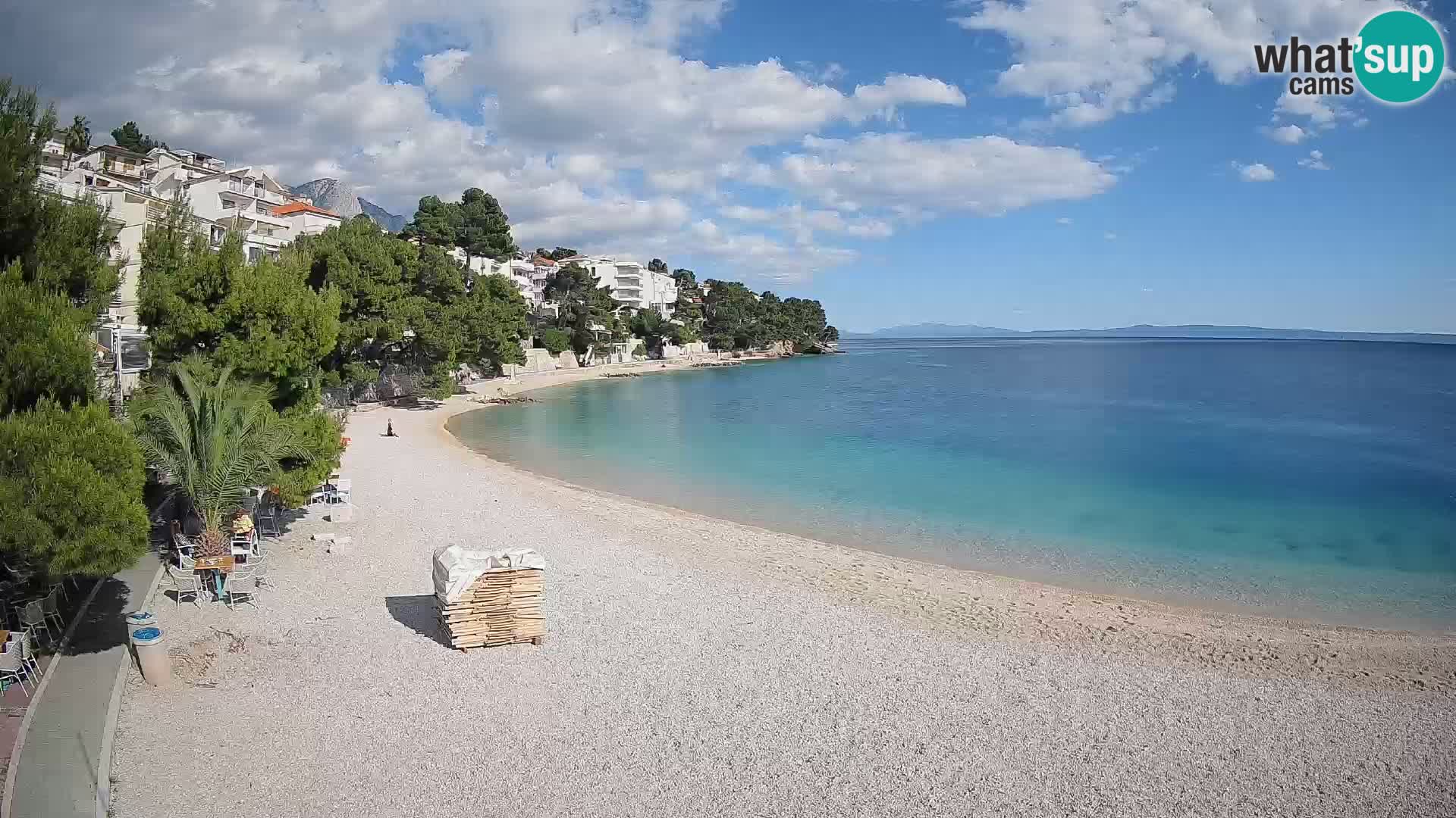 Spletna kamera Plaža Lučica Brela – Pogled v živo na Jadransko obalo