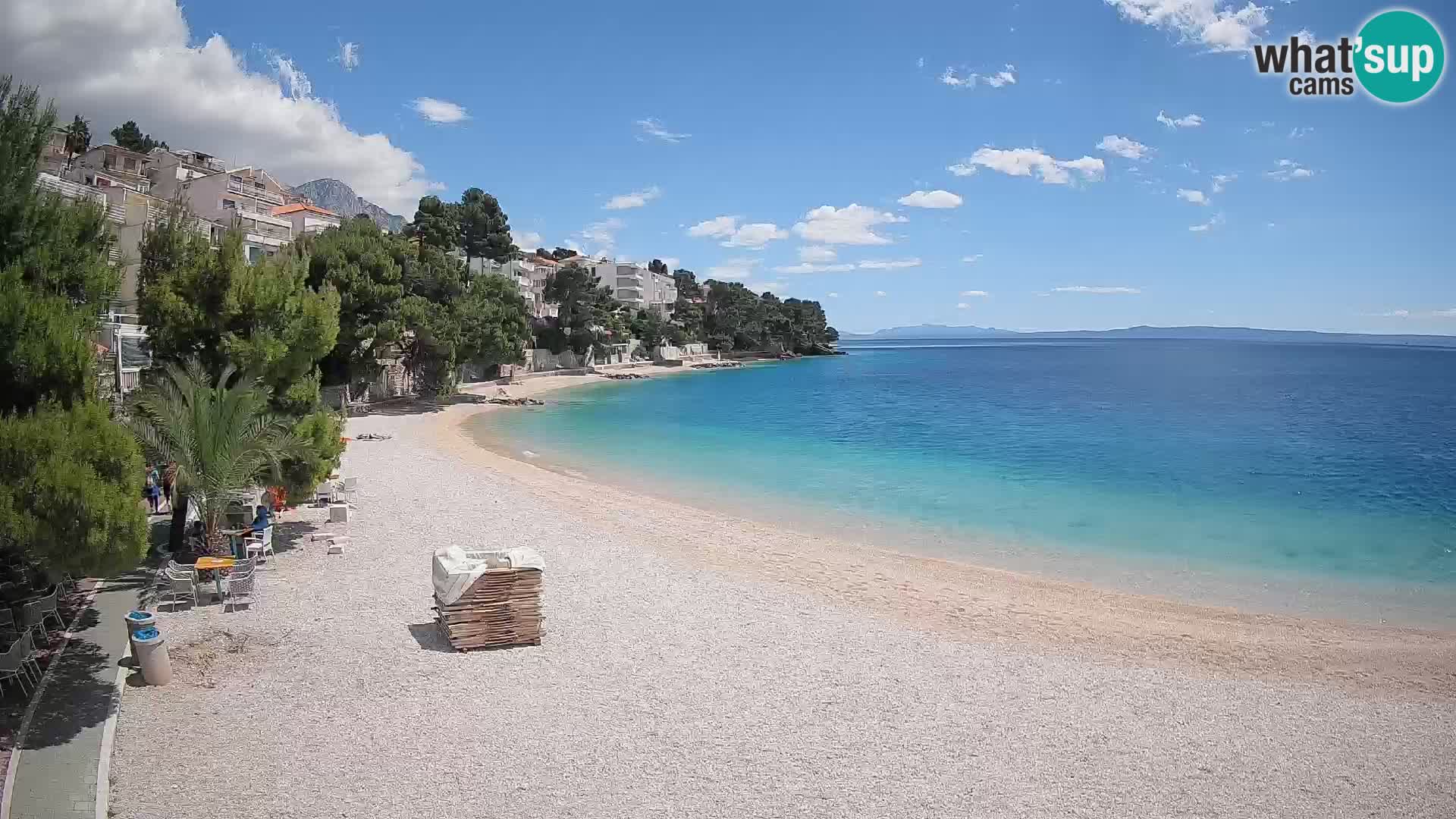 Webcam Lučica Strand Beach Brela – Liveblick von der Adriaküste