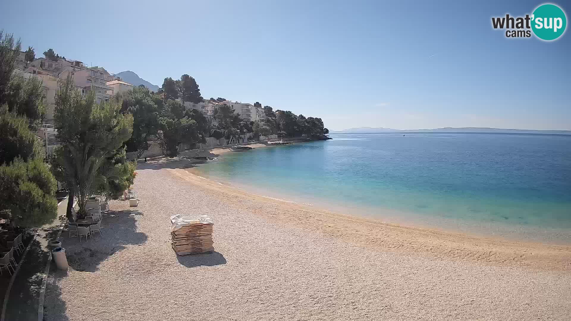 Webcam Lučica Strand Beach Brela – Liveblick von der Adriaküste