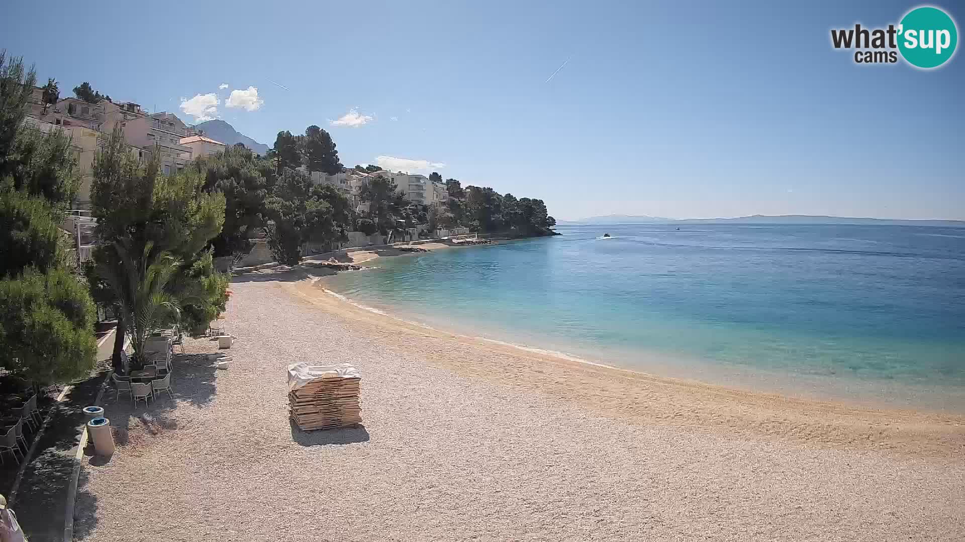 Webcam Lučica Strand Beach Brela – Liveblick von der Adriaküste