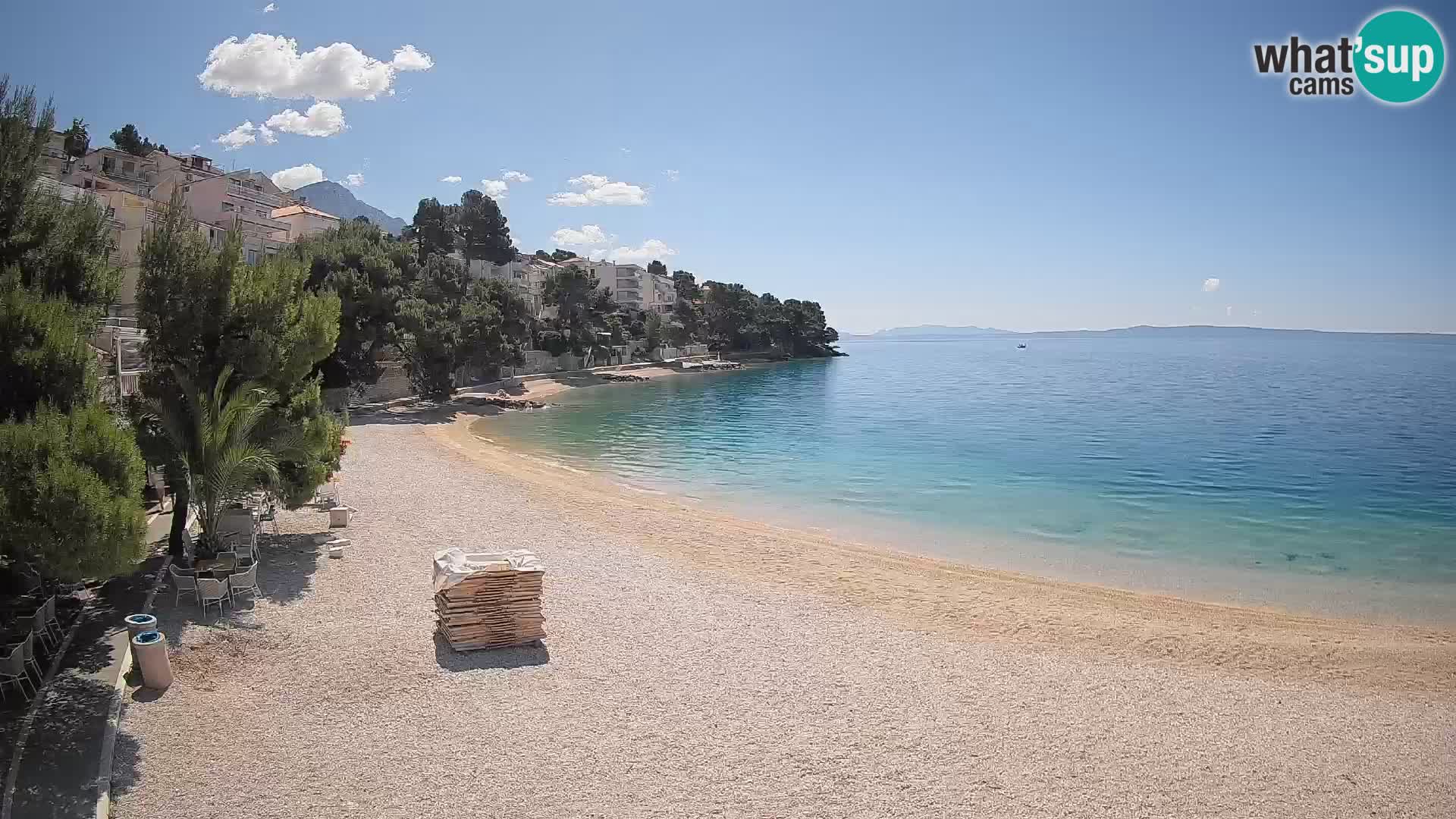 Webcam Lučica Strand Beach Brela – Liveblick von der Adriaküste