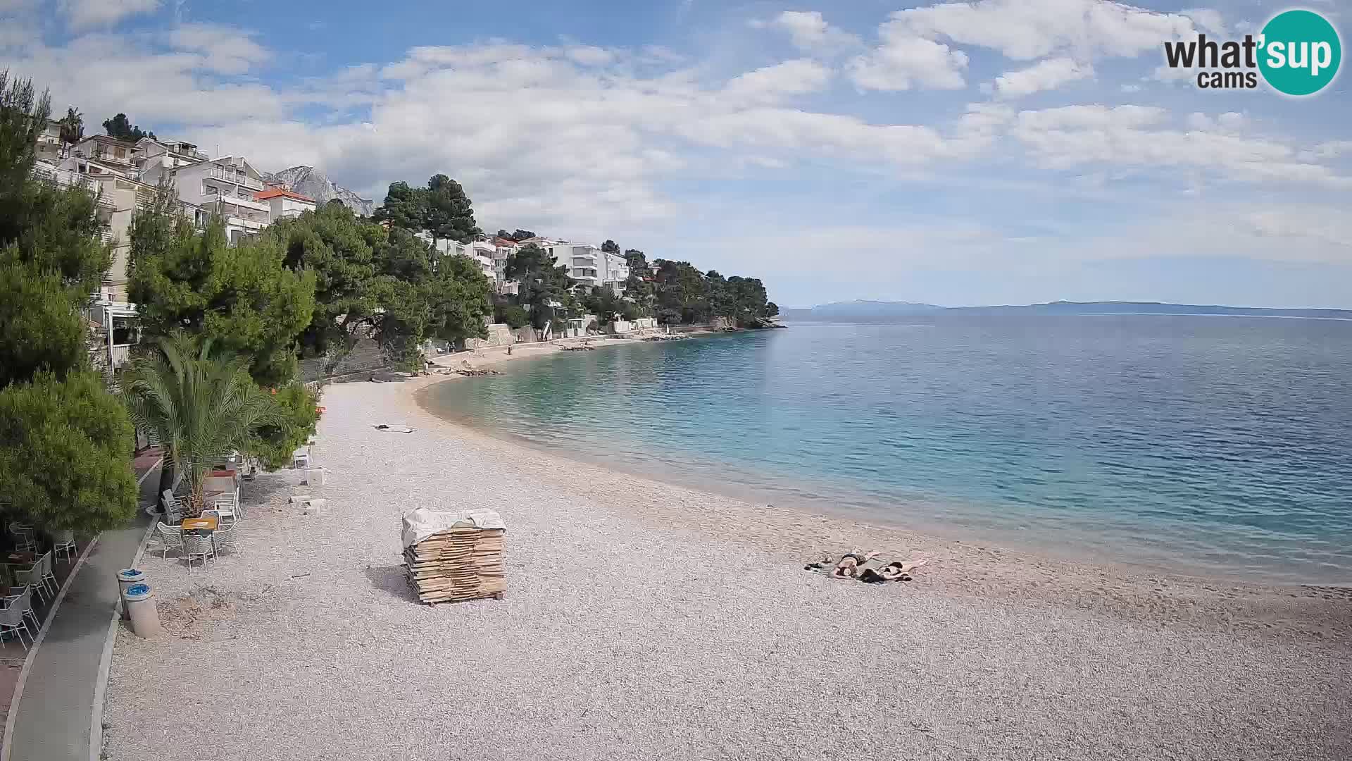 Web kamera Plaža Lučica Brela – Pogled uživo na jadransku obalu