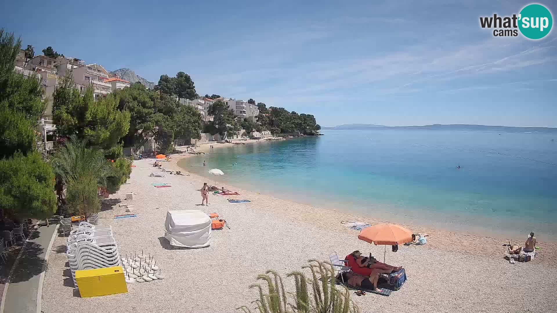 Webcam Lučica Strand Beach Brela – Liveblick von der Adriaküste
