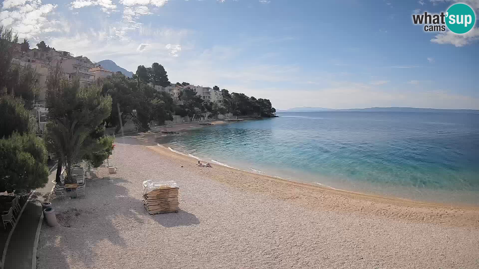 Web kamera Plaža Lučica Brela – Pogled uživo na jadransku obalu