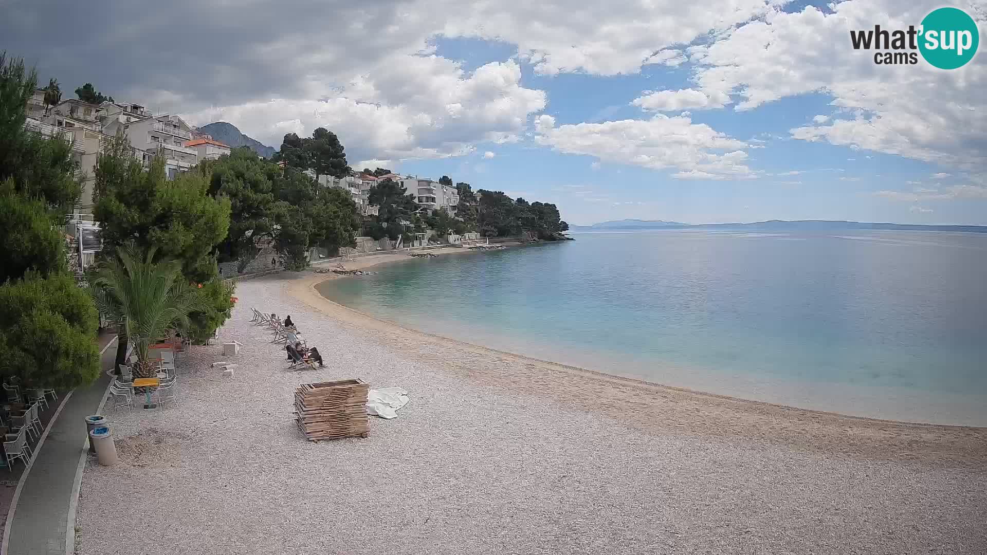 Web kamera Plaža Lučica Brela – Pogled uživo na jadransku obalu