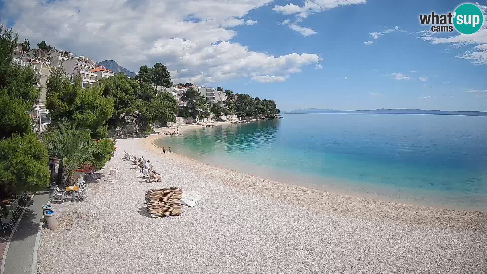 Webcam Lučica Strand Beach Brela – Liveblick von der Adriaküste