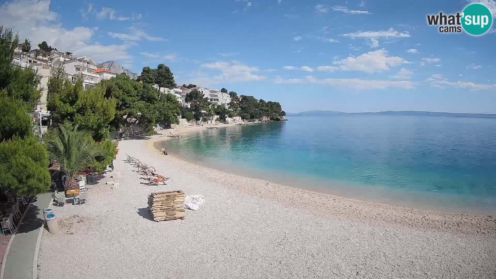 Web kamera Plaža Lučica Brela – Pogled uživo na jadransku obalu