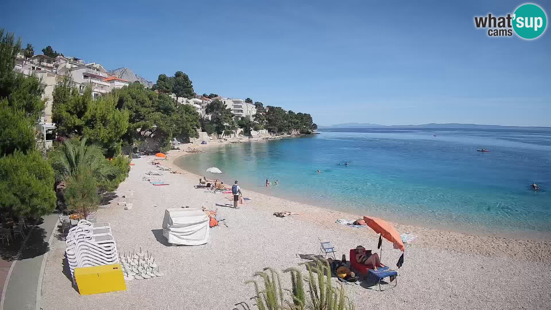 Webcam Lučica Strand Beach Brela – Liveblick von der Adriaküste