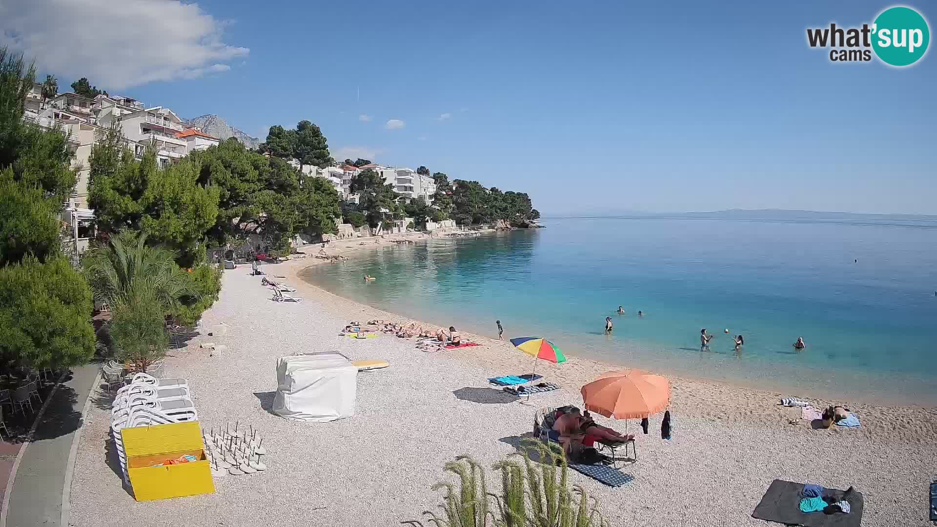 Spletna kamera Plaža Lučica Brela – Pogled v živo na Jadransko obalo