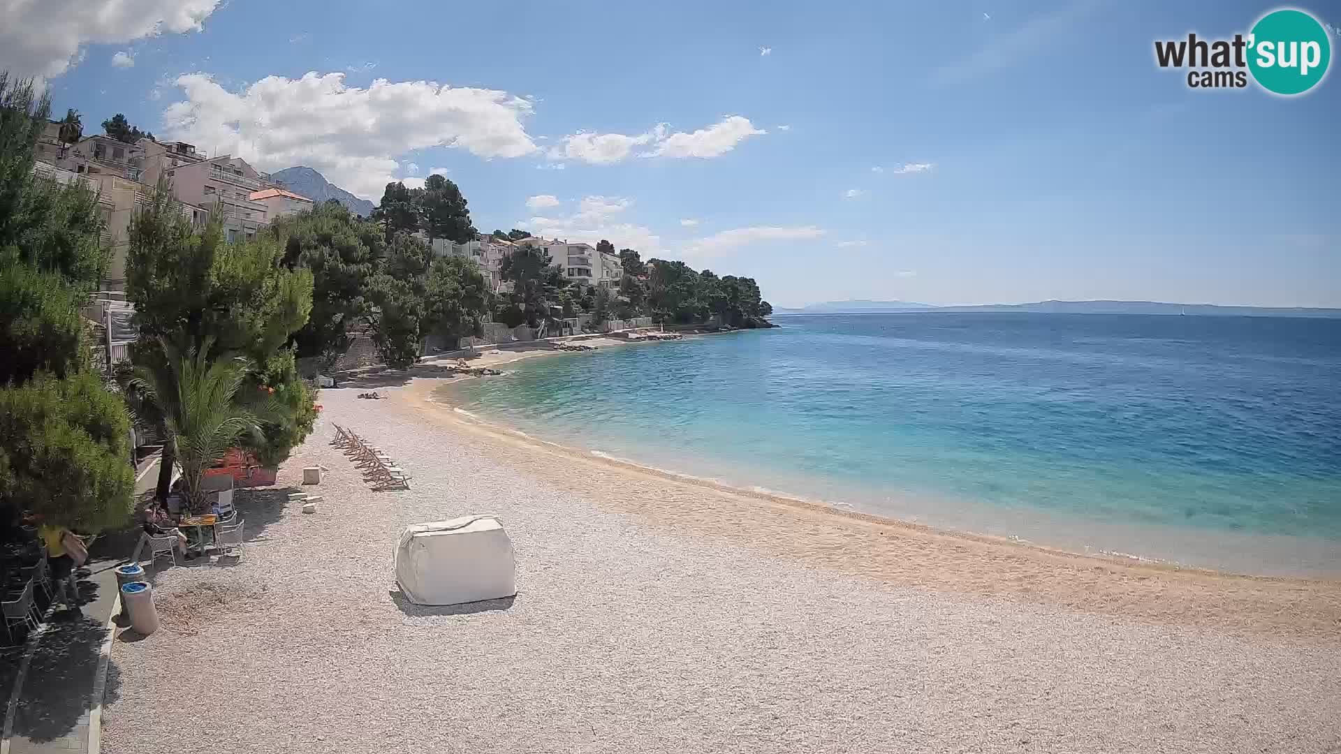 Web kamera Plaža Lučica Brela – Pogled uživo na jadransku obalu