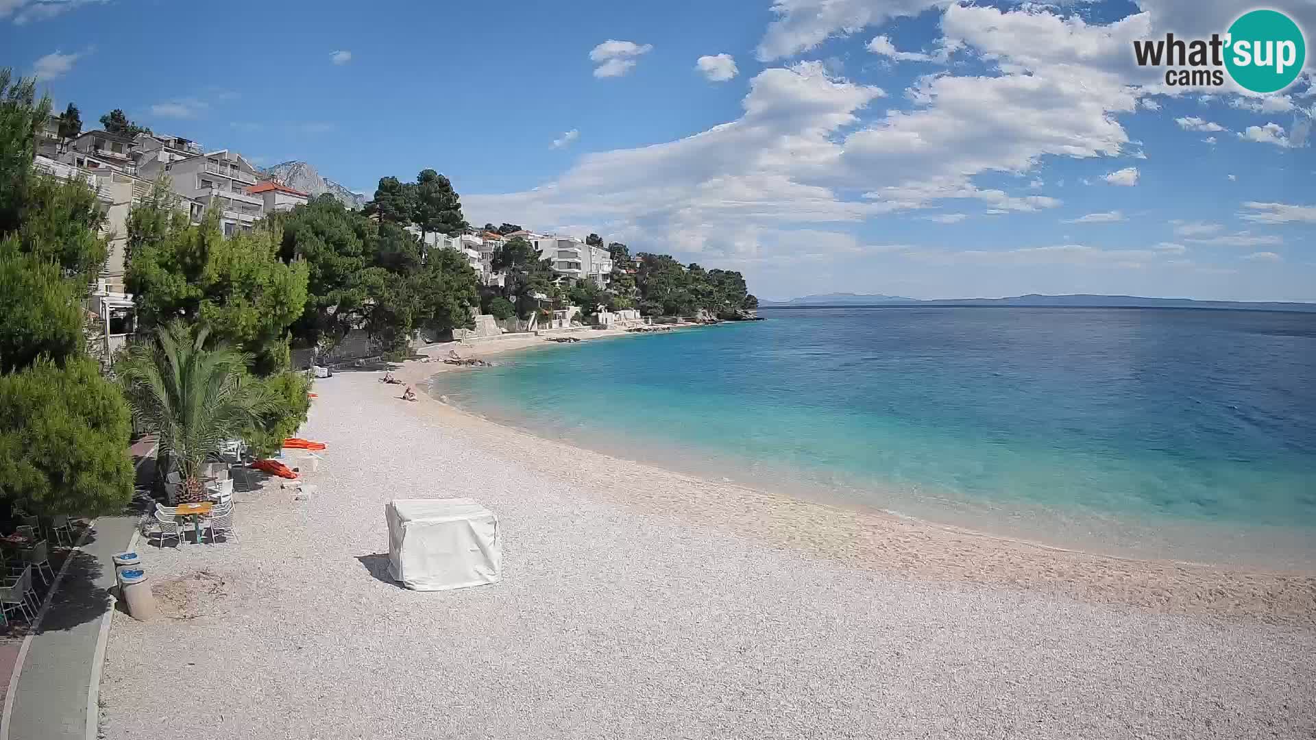 Web kamera Plaža Lučica Brela – Pogled uživo na jadransku obalu