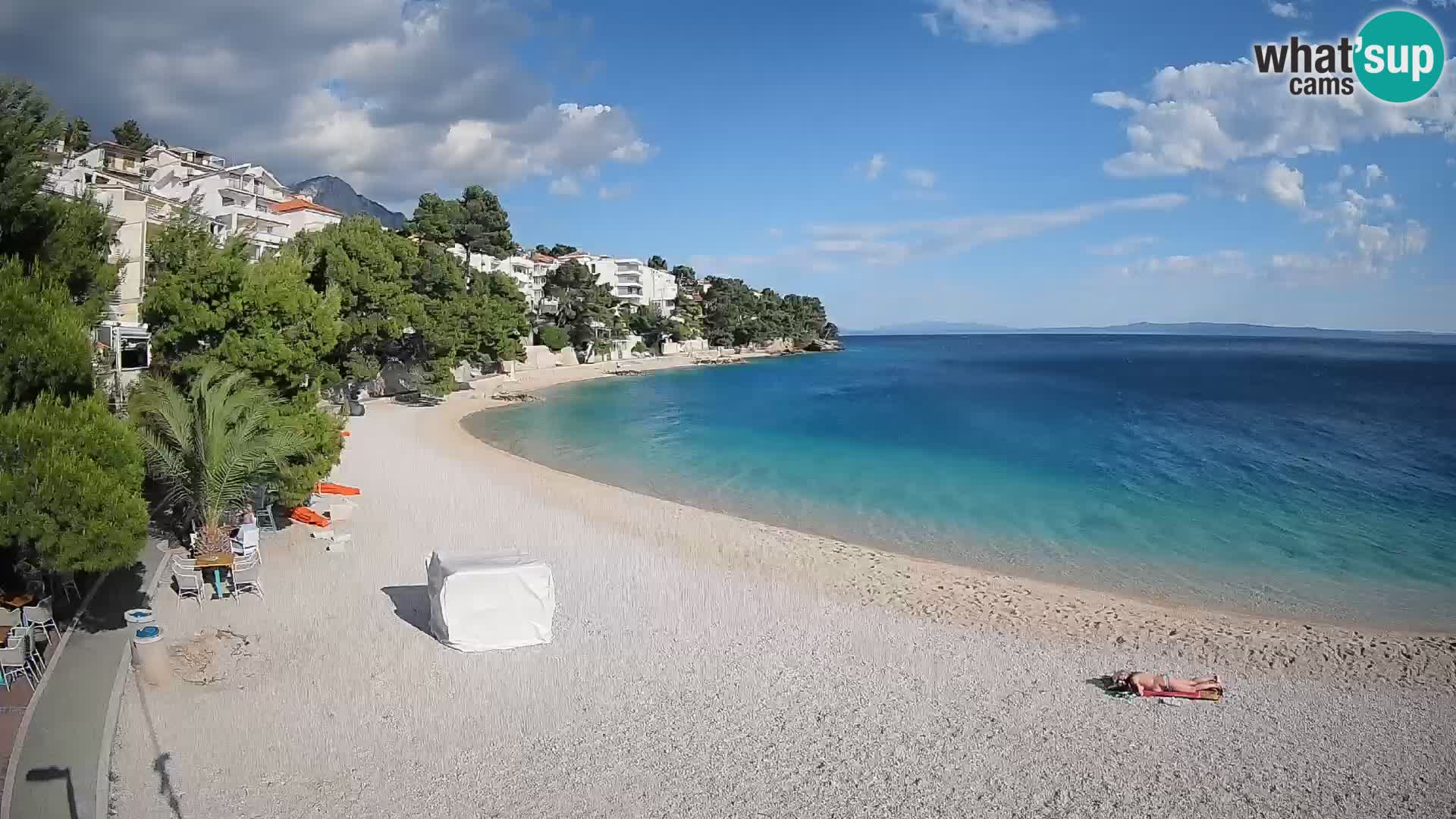Web kamera Plaža Lučica Brela – Pogled uživo na jadransku obalu