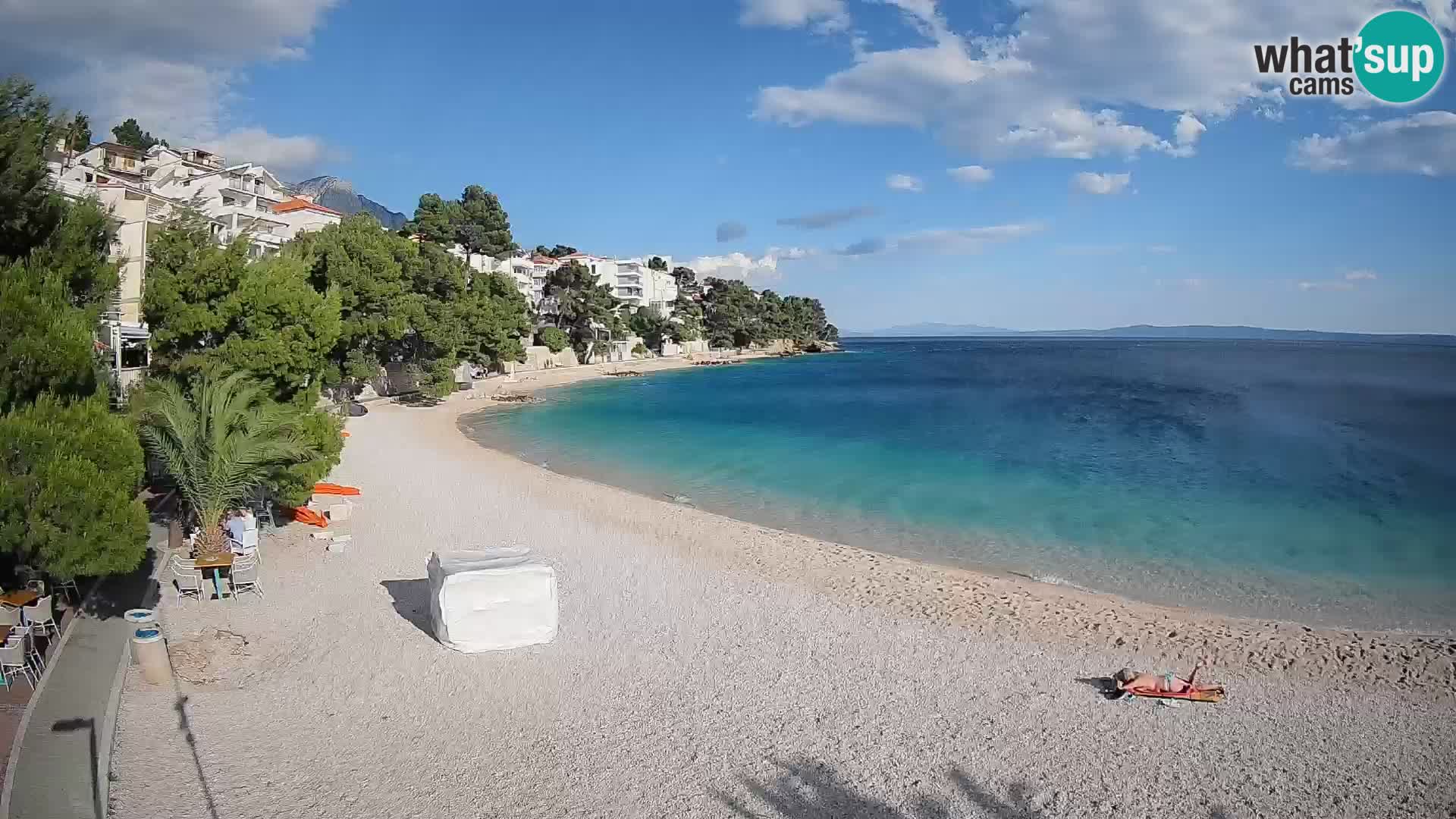 Web kamera Plaža Lučica Brela – Pogled uživo na jadransku obalu