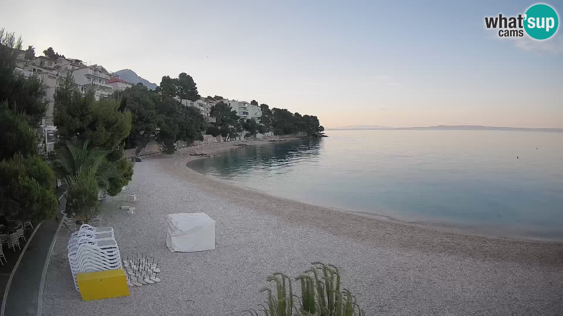 Webcam Lučica Strand Beach Brela – Liveblick von der Adriaküste