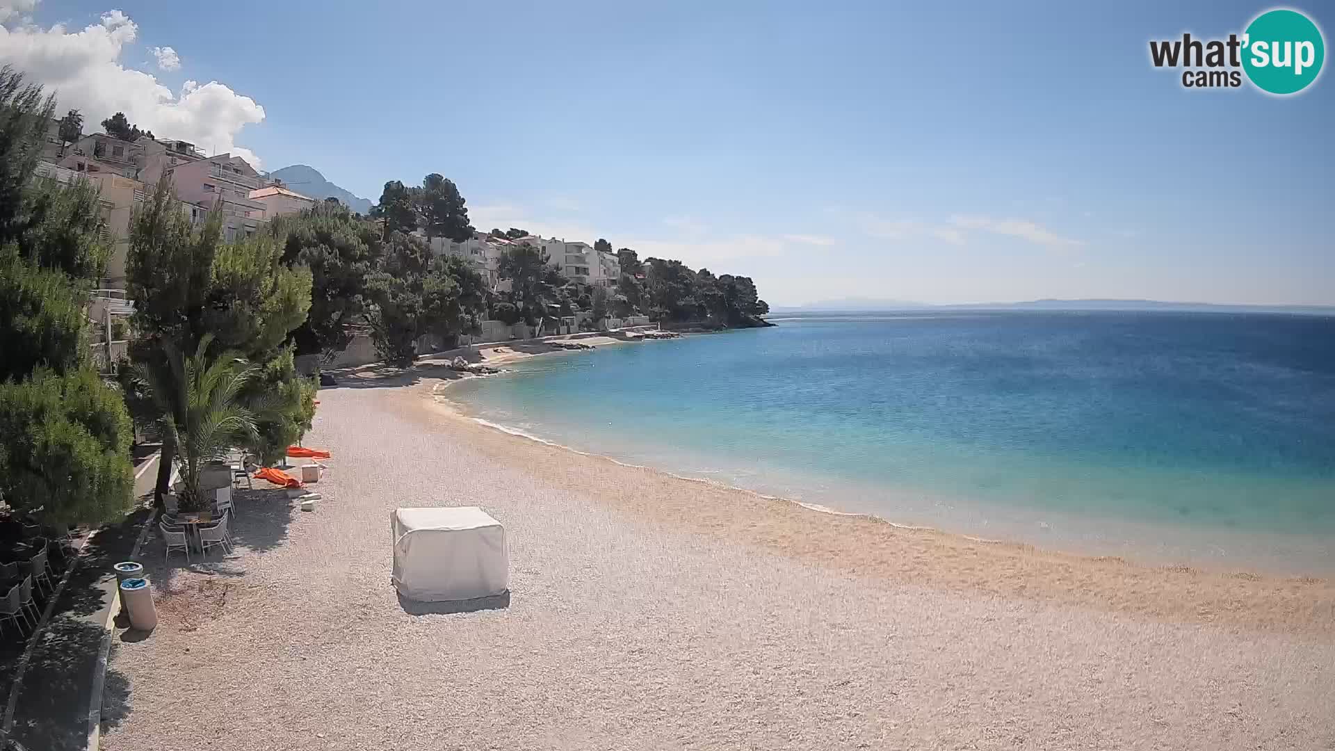 Web kamera Plaža Lučica Brela – Pogled uživo na jadransku obalu