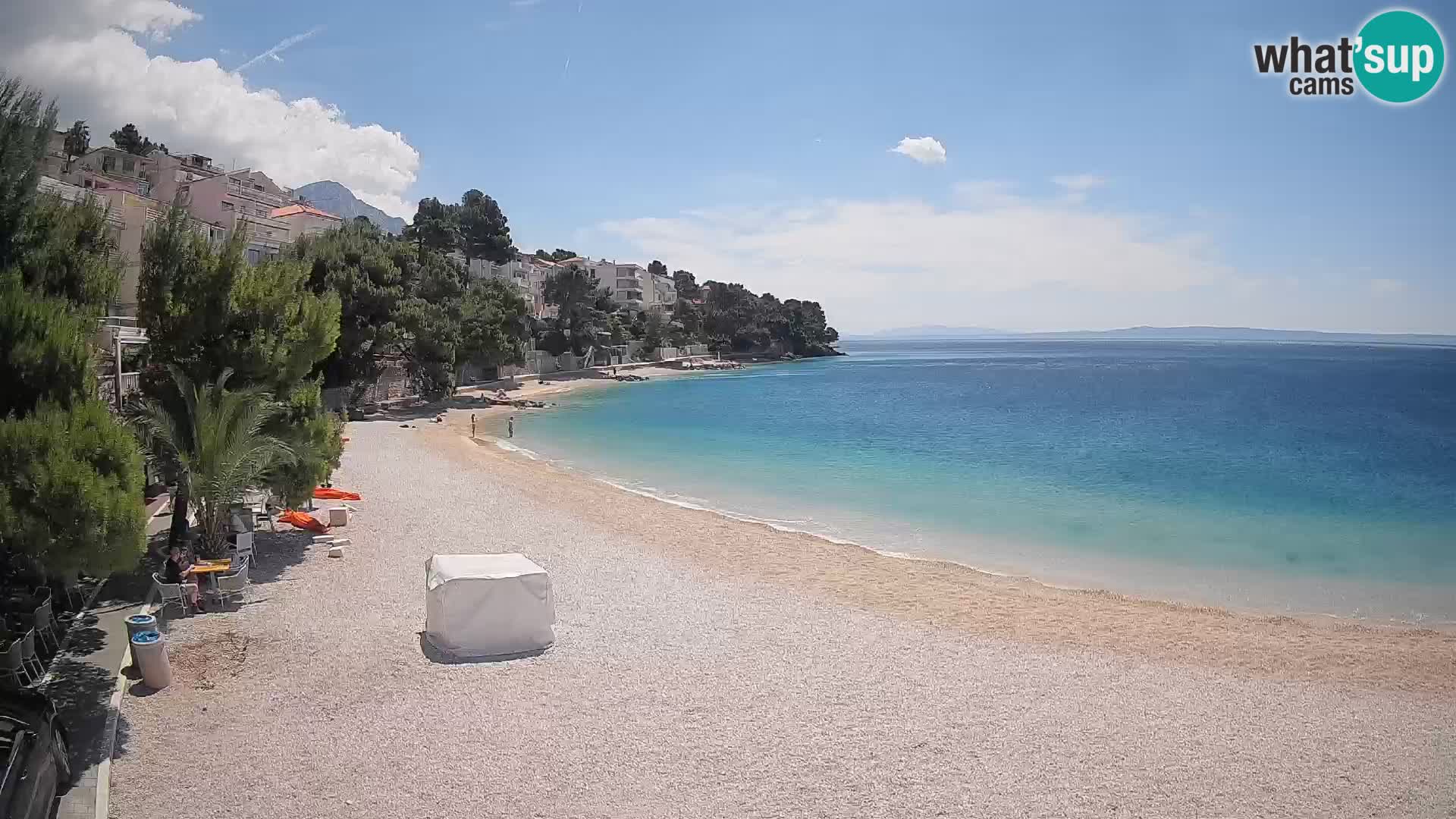 Web kamera Plaža Lučica Brela – Pogled uživo na jadransku obalu
