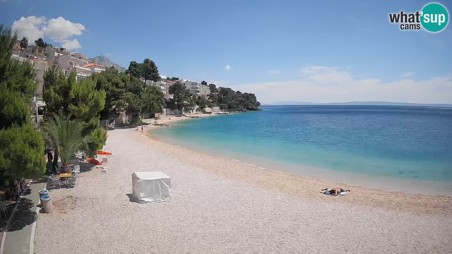 Spletna kamera Plaža Lučica Brela – Pogled v živo na Jadransko obalo