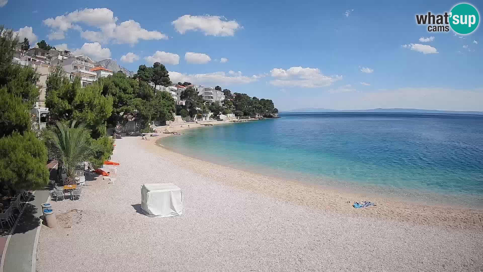 Web kamera Plaža Lučica Brela – Pogled uživo na jadransku obalu
