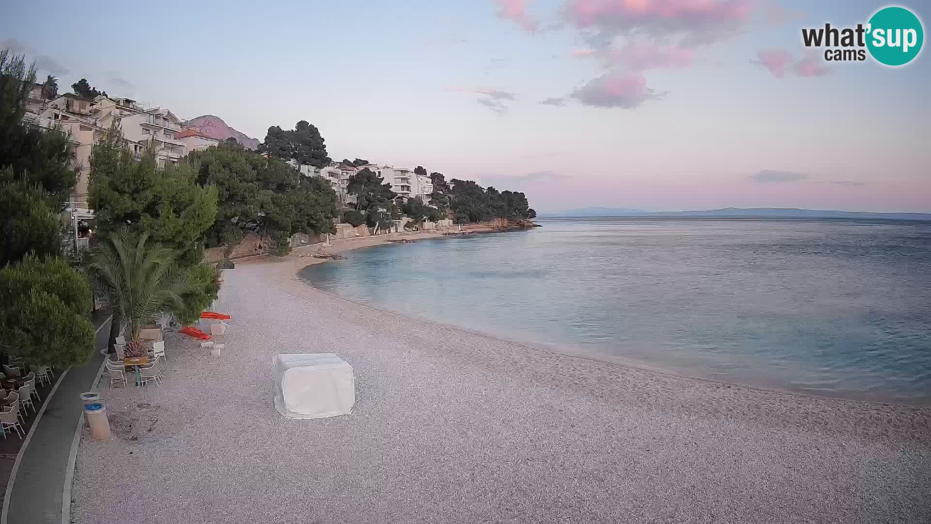 Webcam Lučica Strand Beach Brela – Liveblick von der Adriaküste