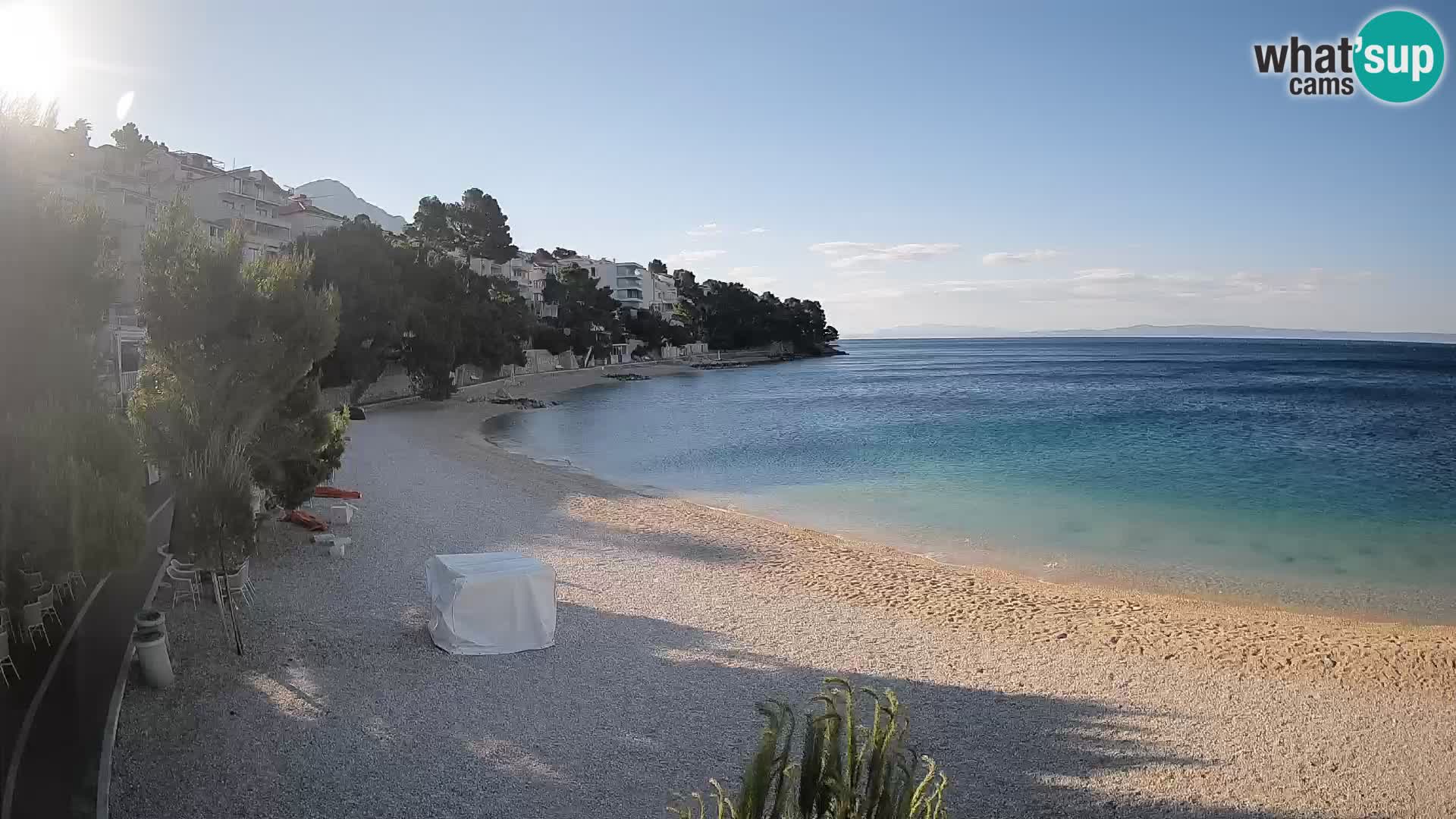 Spletna kamera Plaža Lučica Brela – Pogled v živo na Jadransko obalo