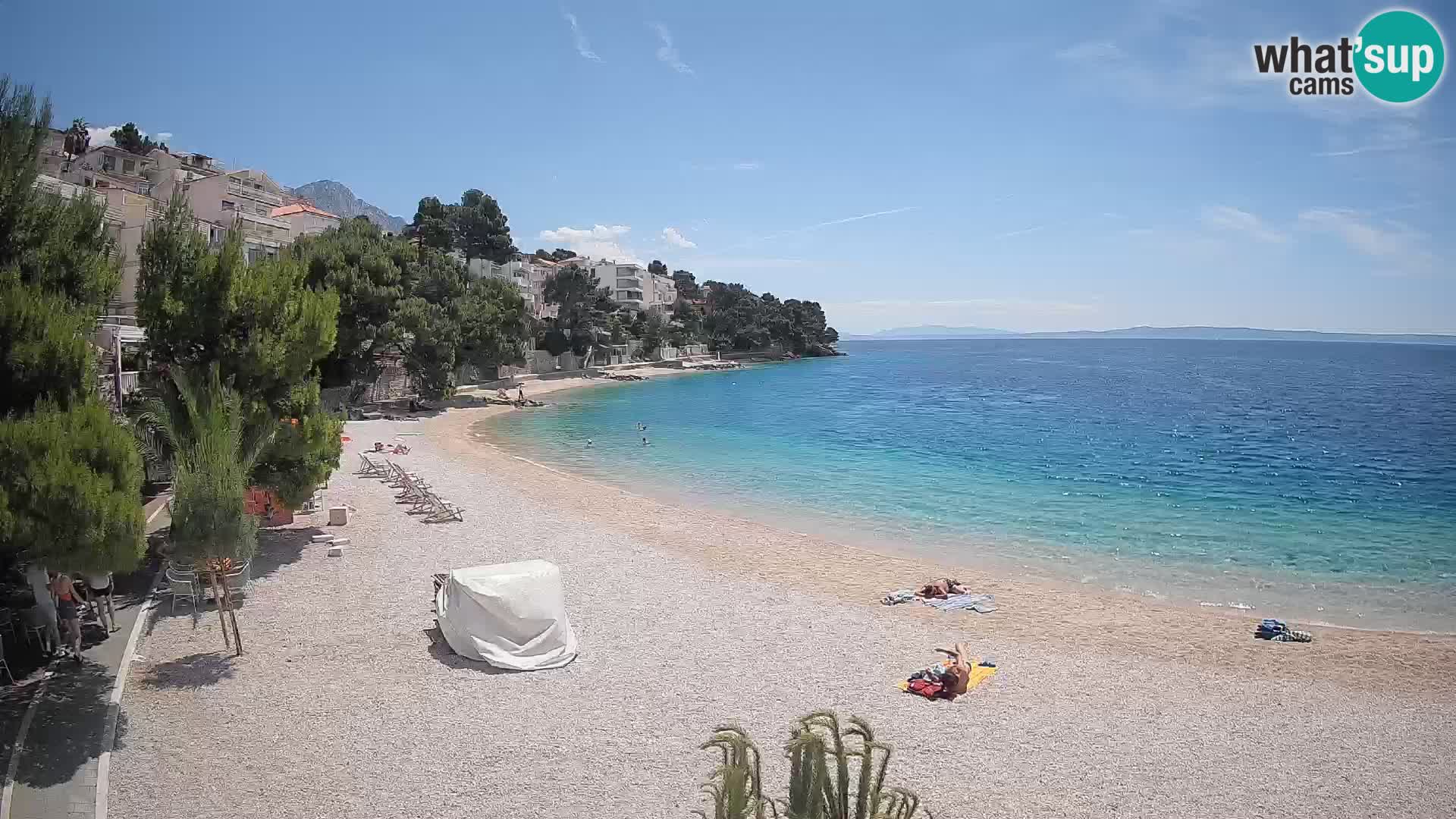 Webcam Lučica Strand Beach Brela – Liveblick von der Adriaküste