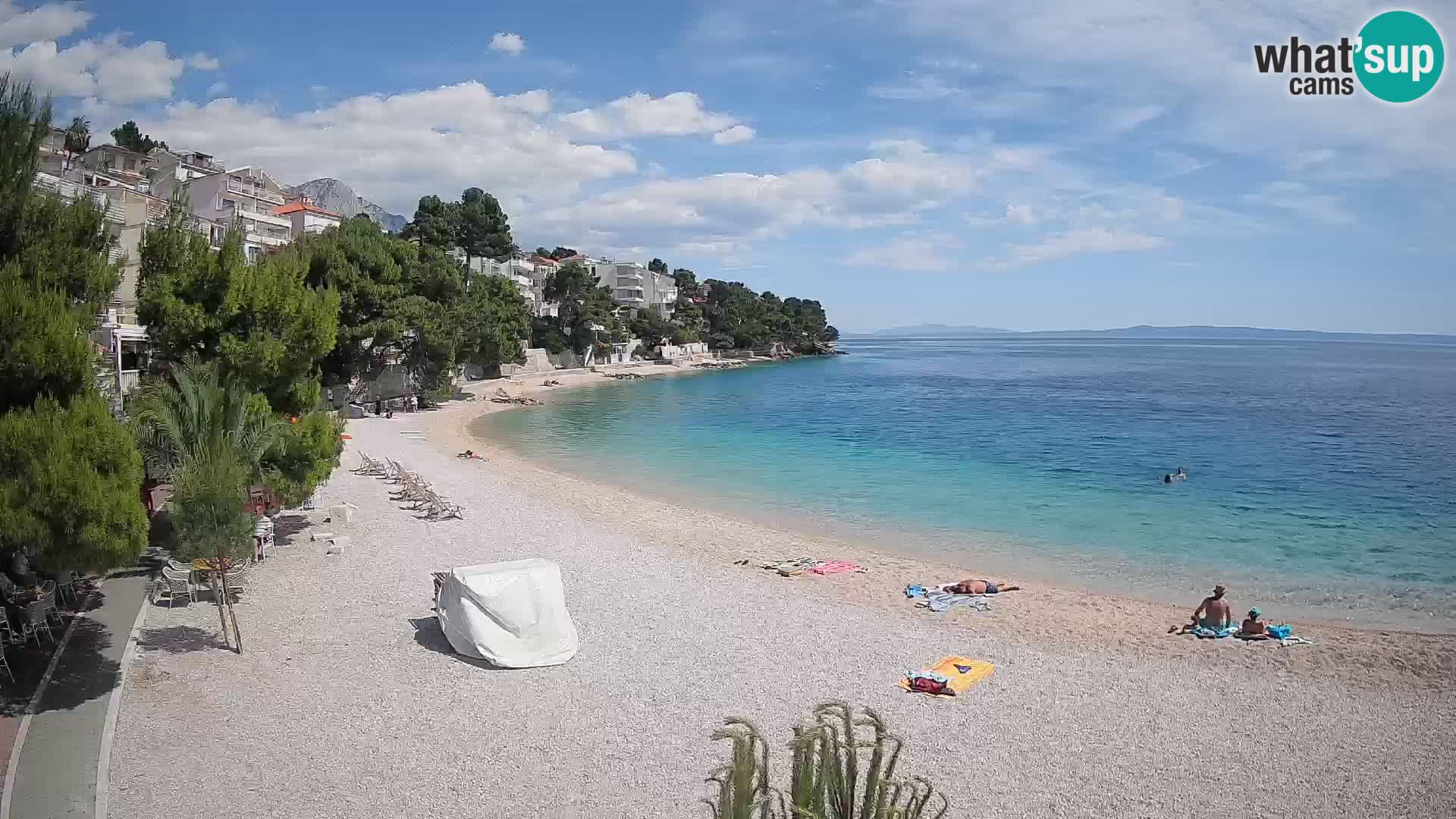 Spletna kamera Plaža Lučica Brela – Pogled v živo na Jadransko obalo