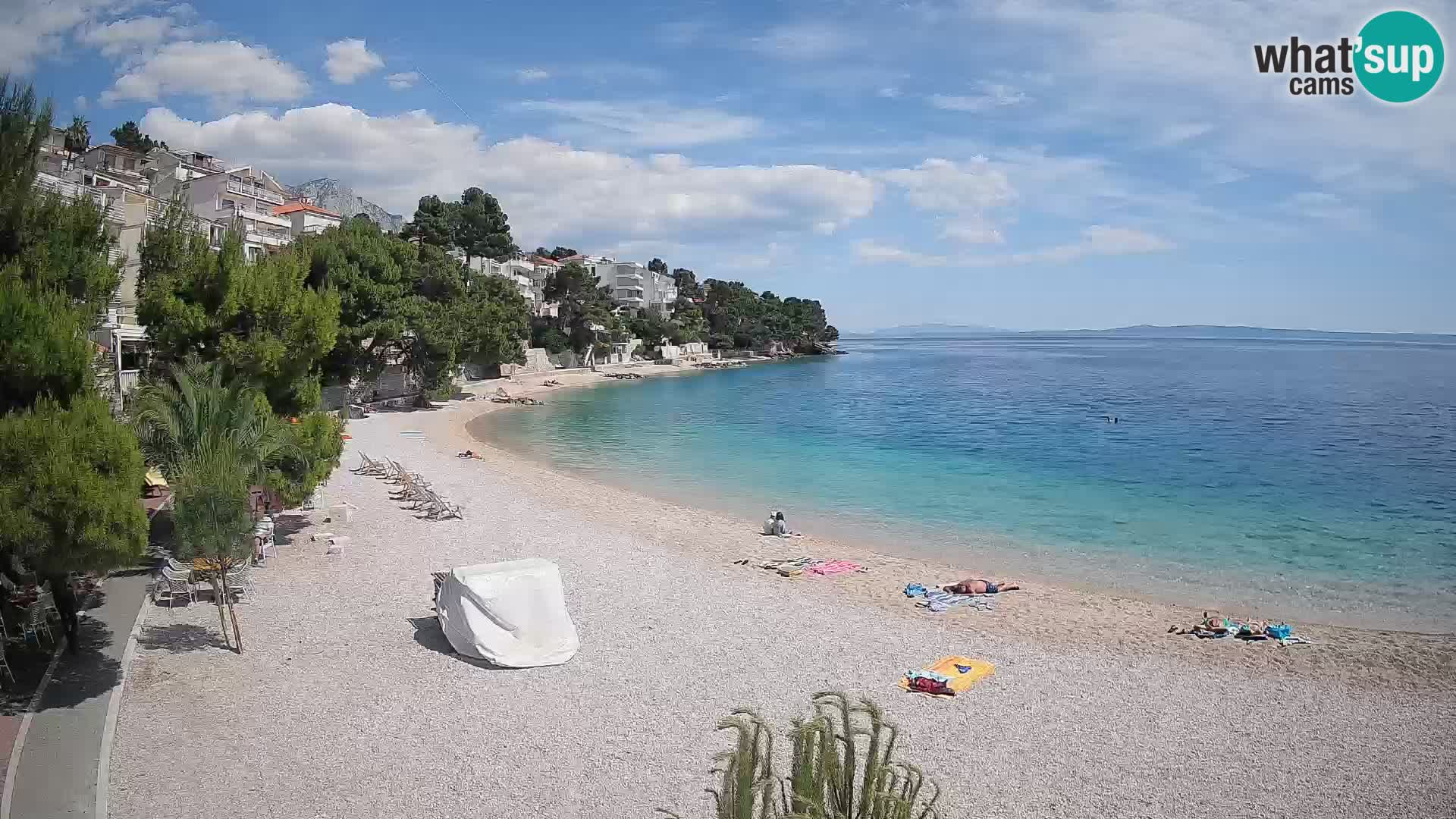 Webcam Lučica Strand Beach Brela – Liveblick von der Adriaküste