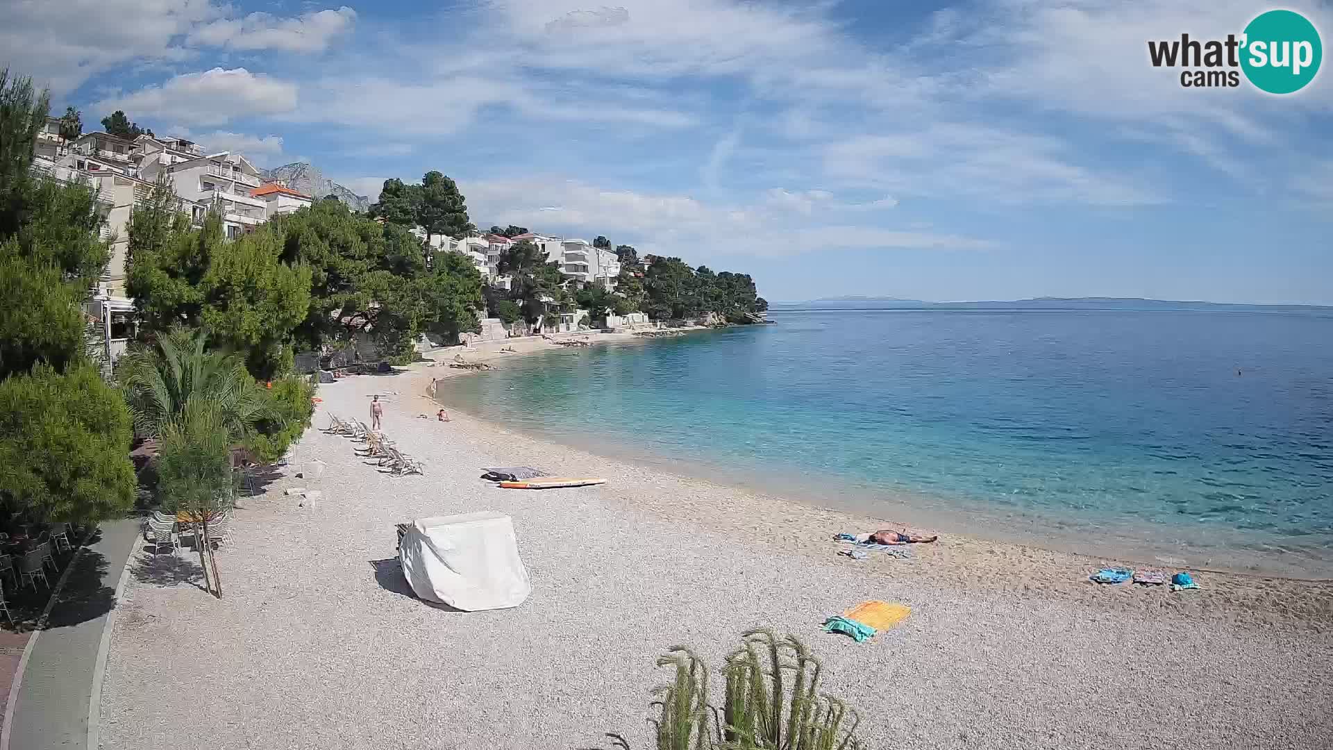Spletna kamera Plaža Lučica Brela – Pogled v živo na Jadransko obalo