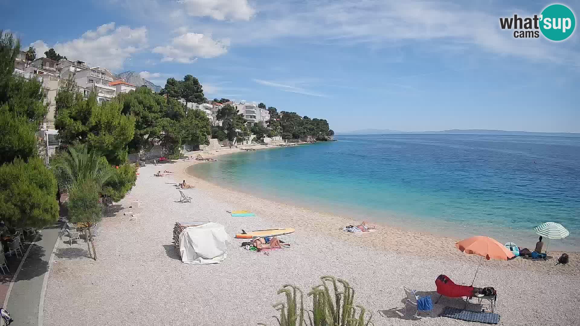 Web kamera Plaža Lučica Brela – Pogled uživo na jadransku obalu