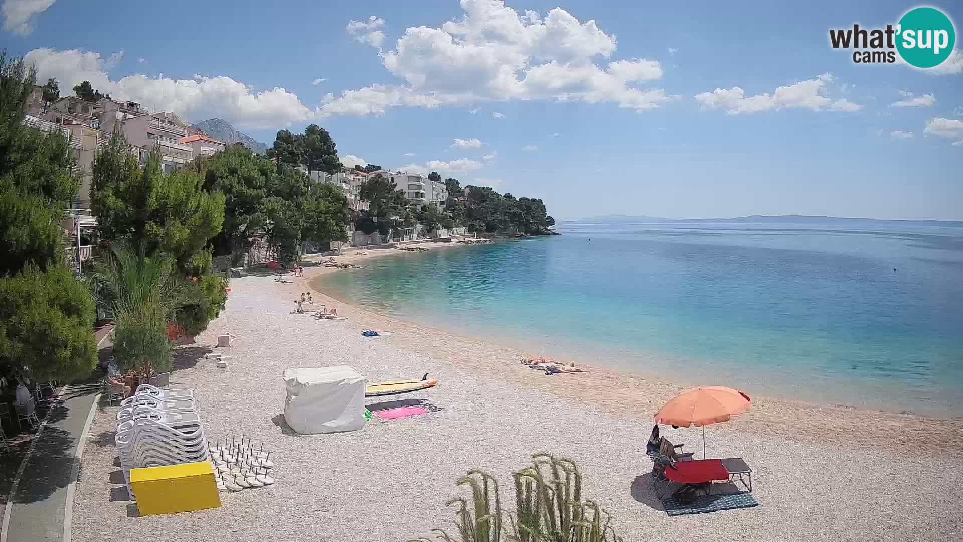 Webcam Lučica Strand Beach Brela – Liveblick von der Adriaküste