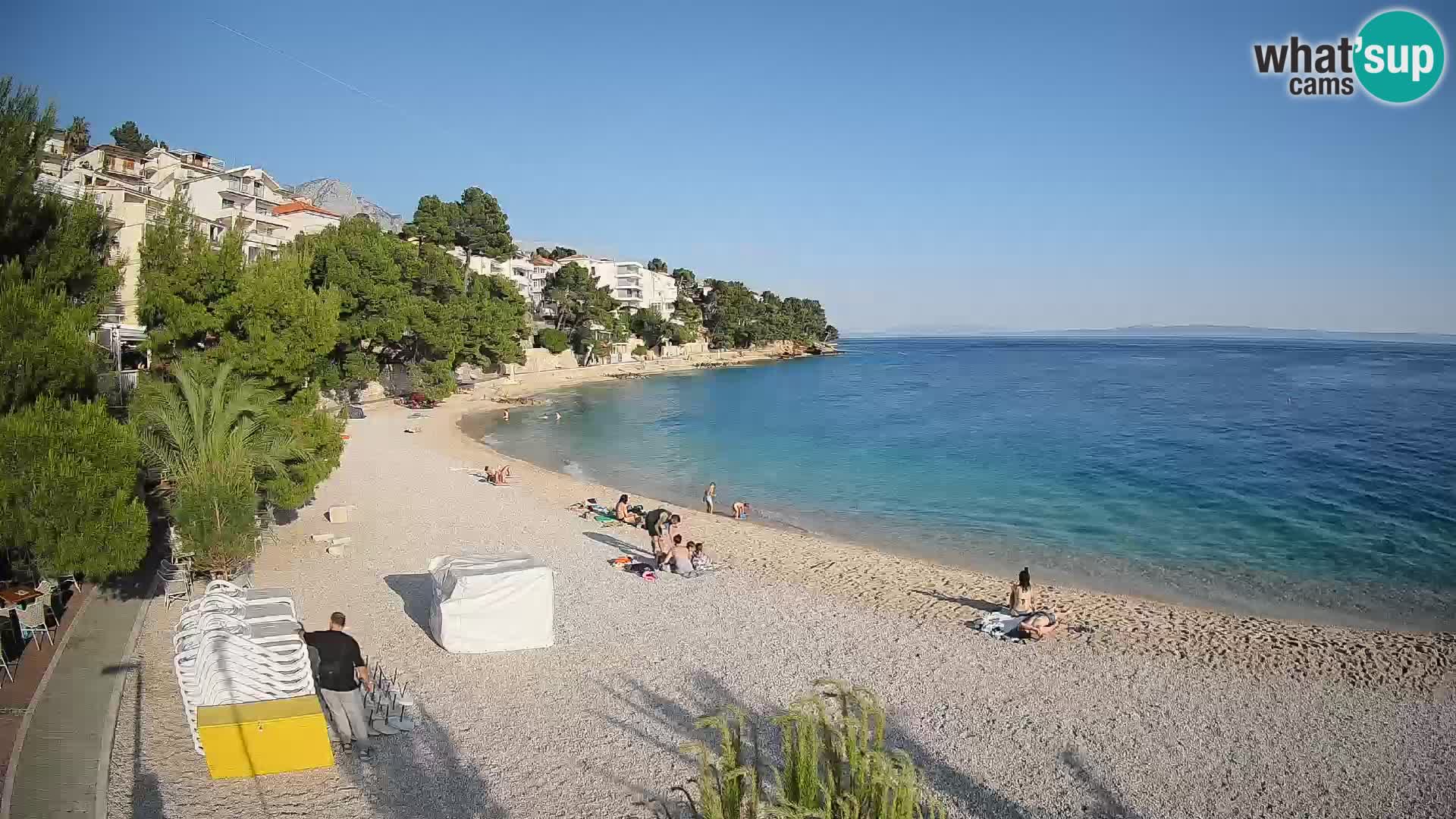 Webcam Lučica Strand Beach Brela – Liveblick von der Adriaküste