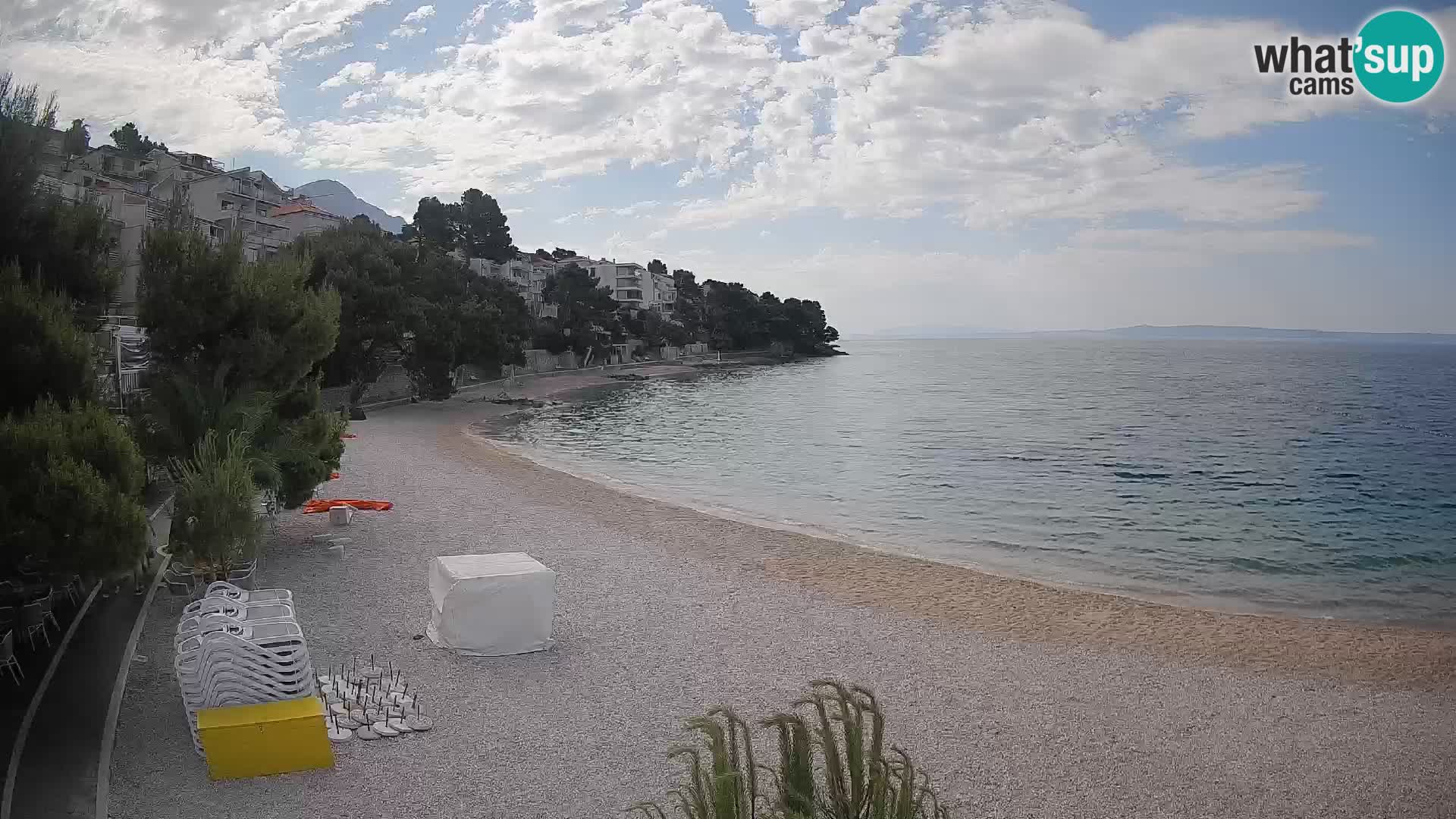 Webcam Lučica Strand Beach Brela – Liveblick von der Adriaküste